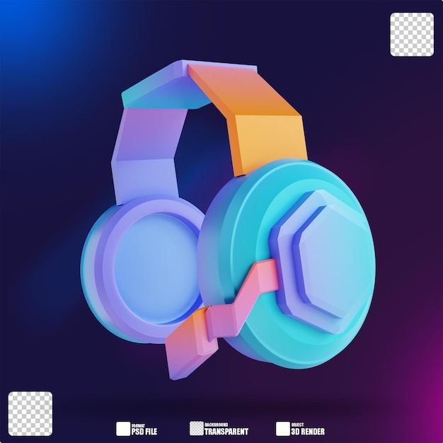 3D-Darstellung buntes Headset-Audio 2