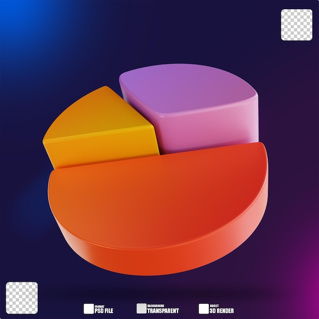 3D-Darstellung buntes Tortendiagramm 3