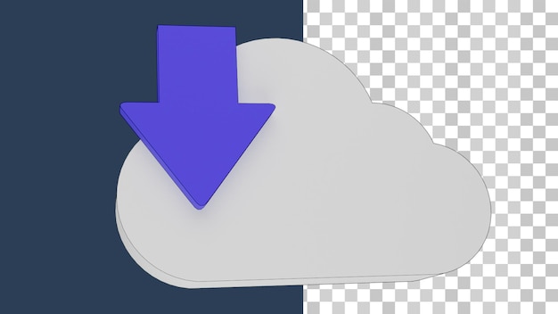 3D-Darstellung Cloud-Download-Symbol