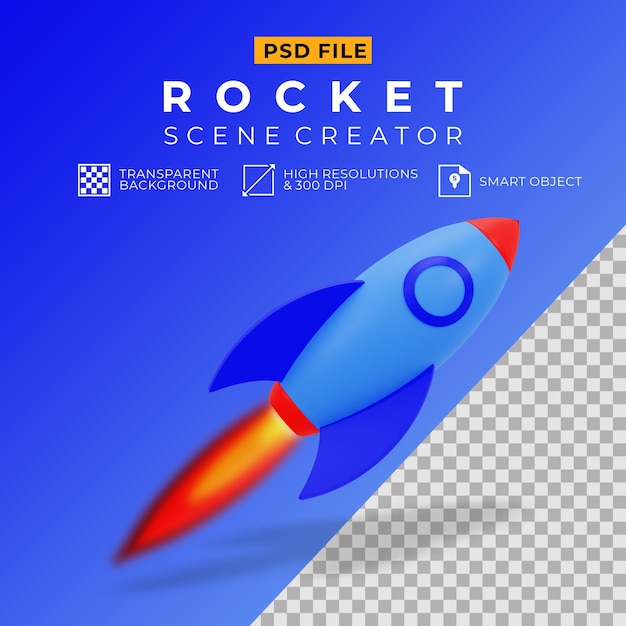 3d-darstellung der blauen rakete