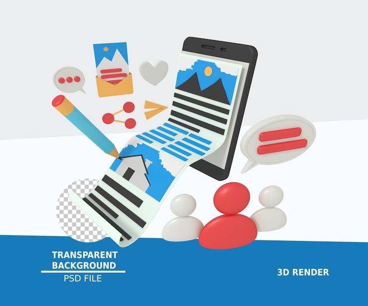 PSD 3d-darstellung der erstellung eines ui-designkonzepts