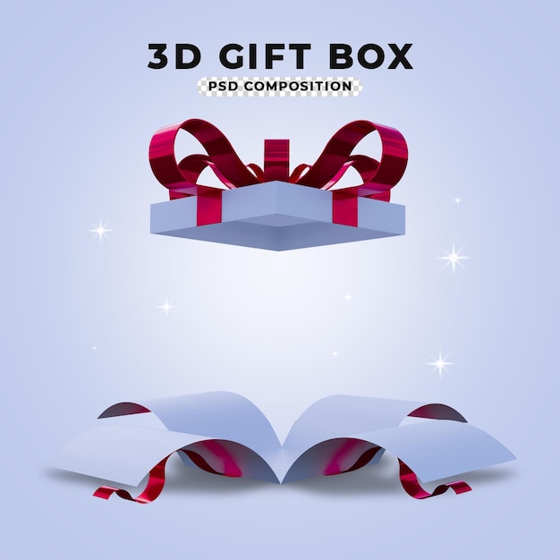 3D-Darstellung der geöffneten Überraschungsgeschenkbox