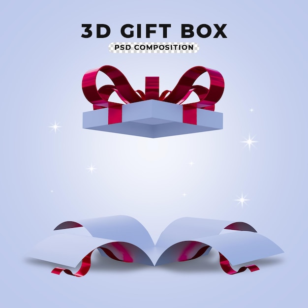 3d-darstellung der geöffneten überraschungsgeschenkbox