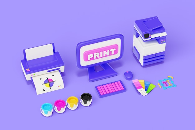 3D-Darstellung der Grafikdesign-Fabrikillustration