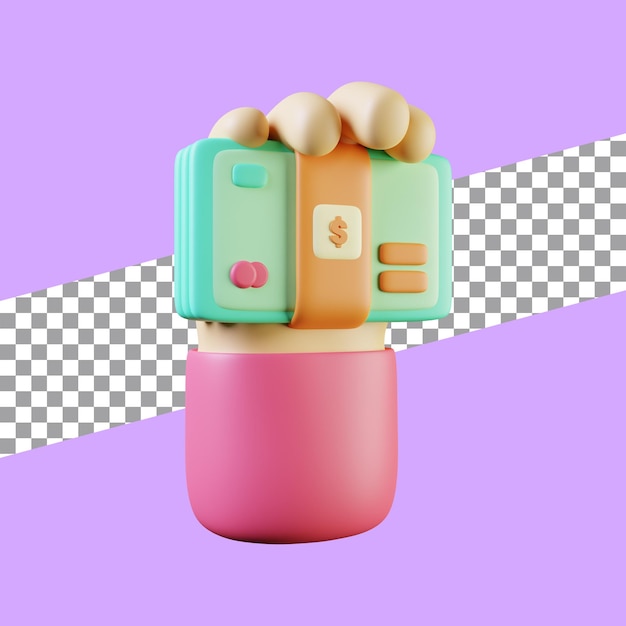 3D-Darstellung der Hand mit Geldsymbol