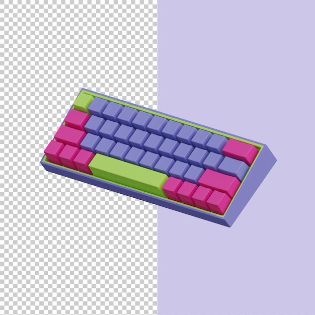 PSD 3d-darstellung der mechanischen tastatur