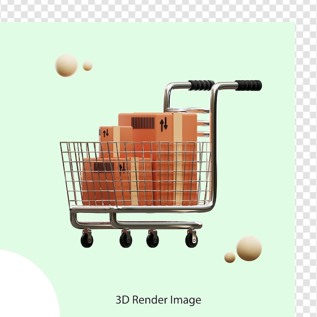 3D-Darstellung der Paketzustellung mit Trolly