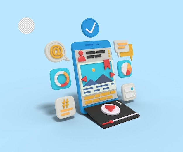3D-Darstellung der Social-Media-App