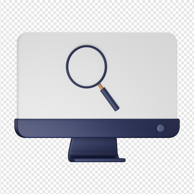 3D-Darstellung der Suche im Computersymbol psd
