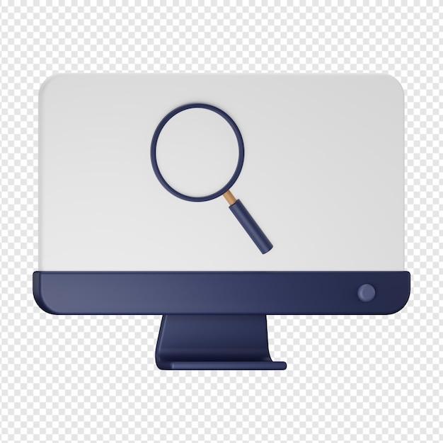 3d-darstellung der suche im computersymbol psd