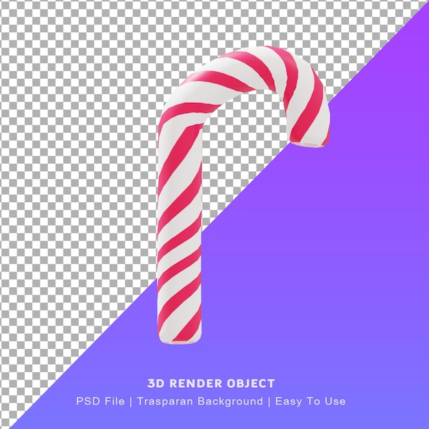 3d-darstellung der süßen zuckerstange-symbol mit weihnachtstag sie