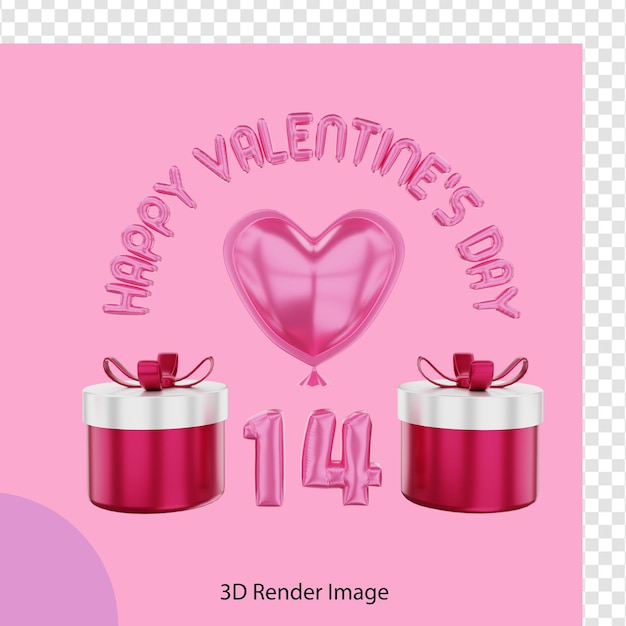 3d-darstellung der valentinstag-geschenkbox 2022