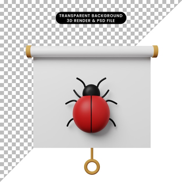 3D-Darstellung der Vorderansicht der einfachen Objektpräsentationstafel mit Bug