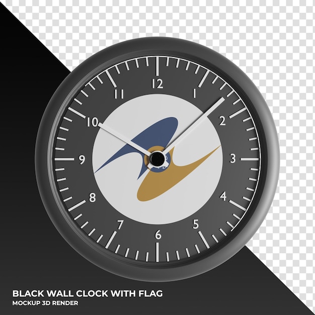 PSD 3d-darstellung der wanduhr mit der flagge der europäischen union