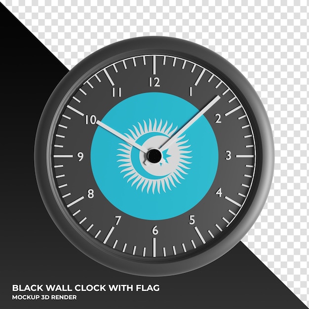 PSD 3d-darstellung der wanduhr mit der flagge des türkischen rates