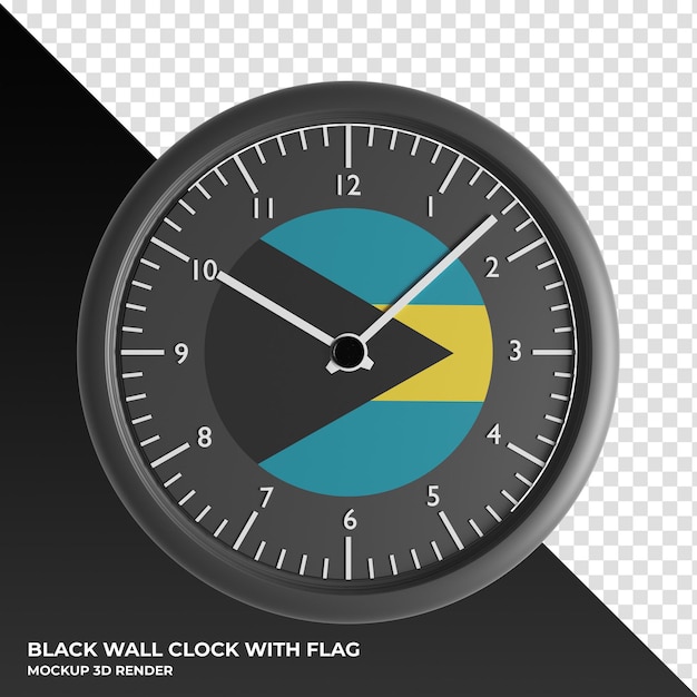 PSD 3d-darstellung der wanduhr mit der flagge von bahrain