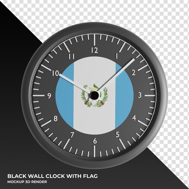 PSD 3d-darstellung der wanduhr mit der flagge von guinea-bissau