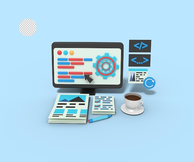 3D-Darstellung der Website unter Wartung