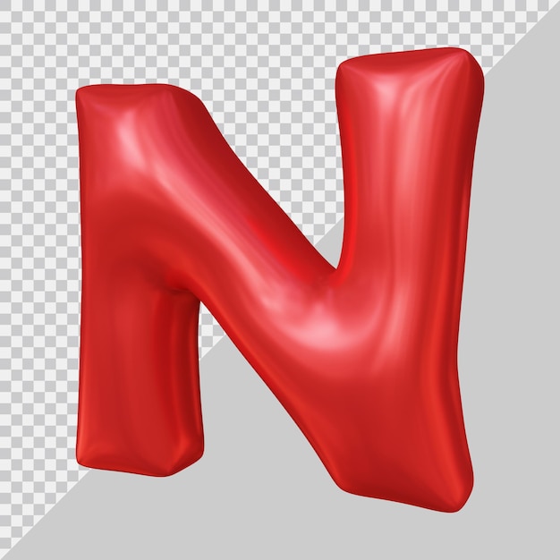 3D-Darstellung des Alphabet-Buchstaben-n-Ballons