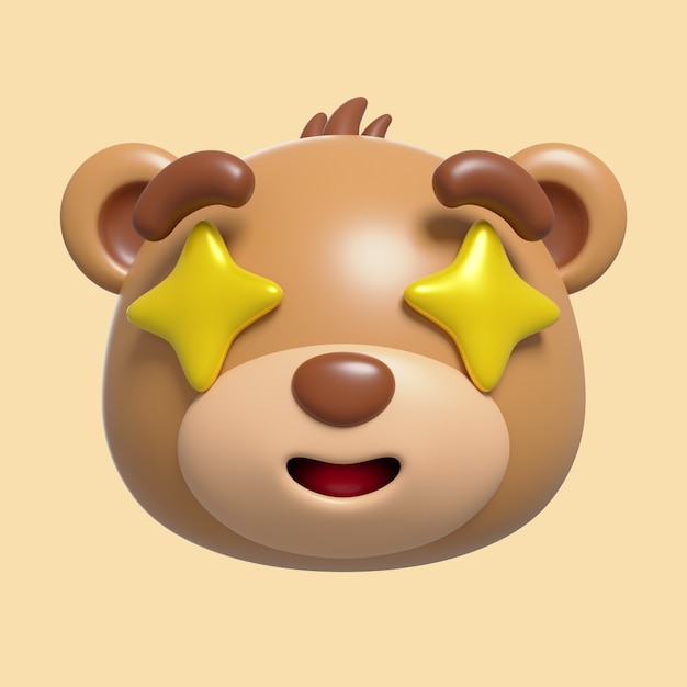 PSD 3d-darstellung des bären-emoji-symbols