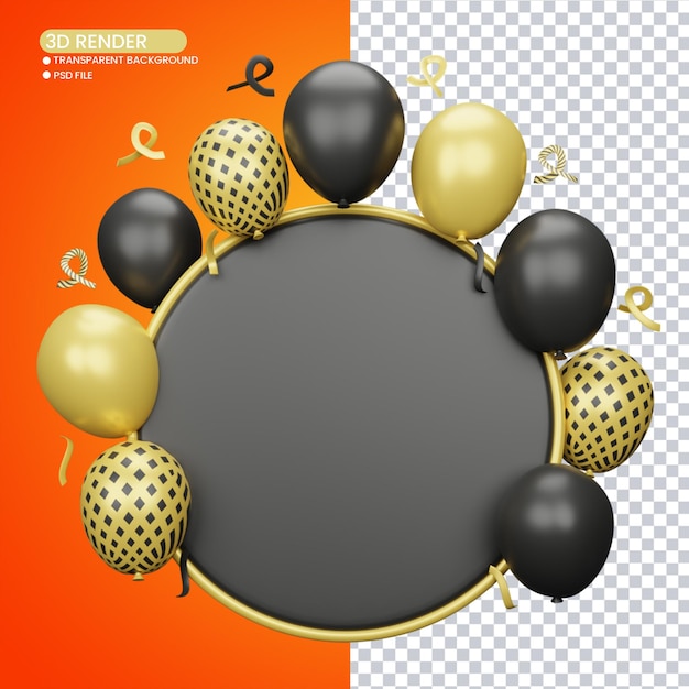 3D-Darstellung des Ballonhintergrunds für soziale Medien
