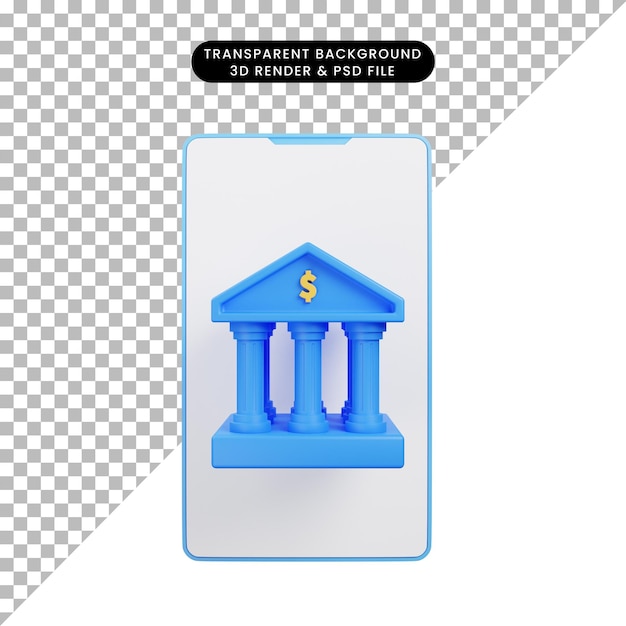 PSD 3d-darstellung des banking-symbols mobile banking 3d-rendering
