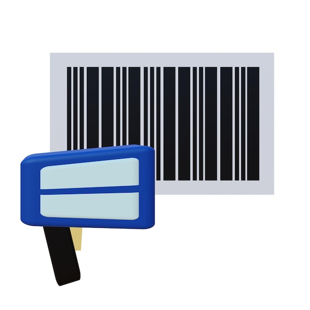 PSD 3d-darstellung des barcode-scan-symbols