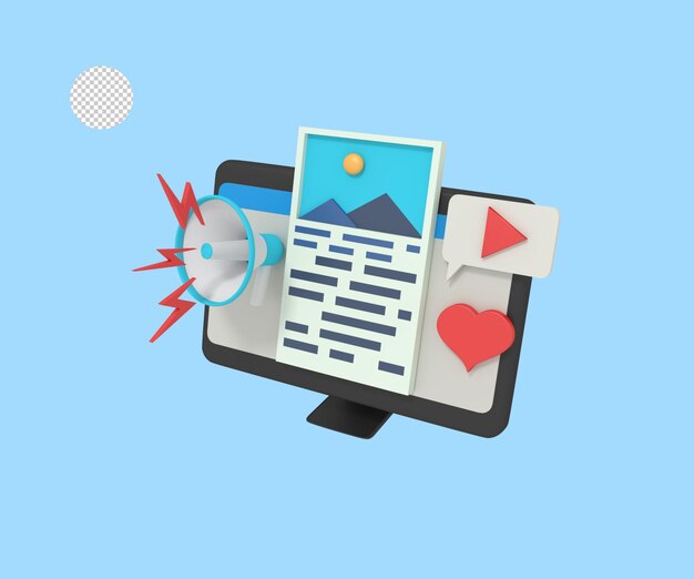 3D-Darstellung des digitalen Marketings mit Bild
