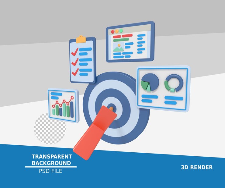 PSD 3d-darstellung des digitalen marketings