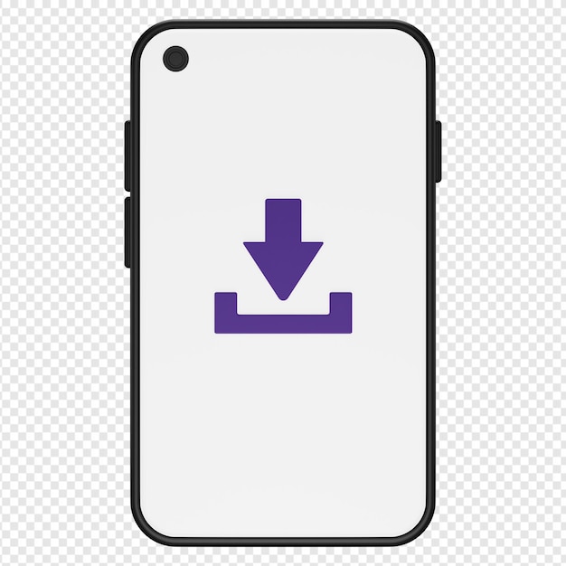 PSD 3d-darstellung des downloads im smartphone-symbol psd