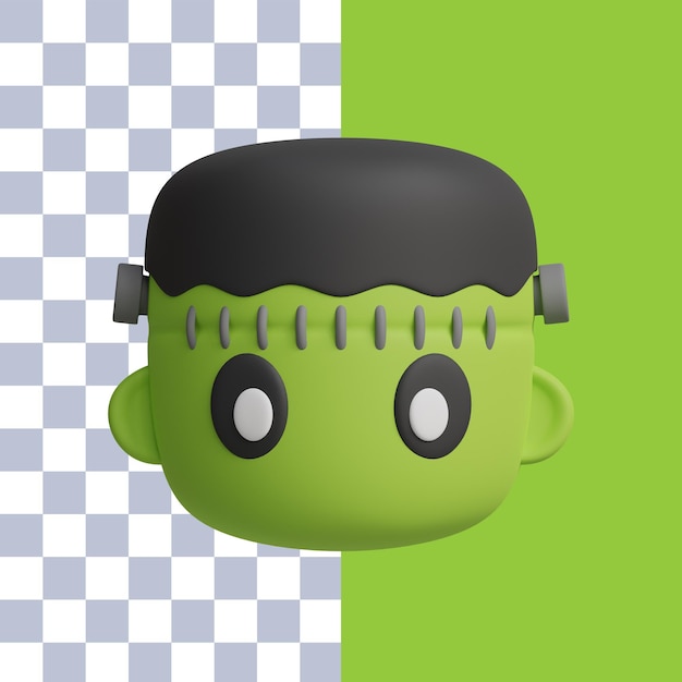 PSD 3d-darstellung des frankenstein-halloween-symbols