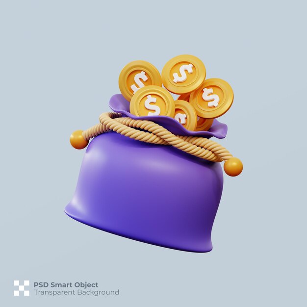 3D-Darstellung des Geldbeutel-Symbols, isolierte Premium-PSD