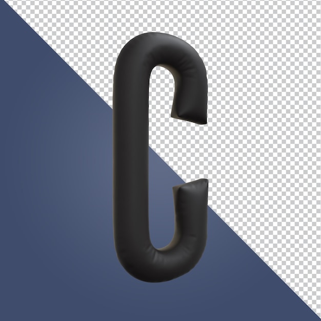 3D-Darstellung des goldenen Alphabet-Buchstaben C-Ballonstils