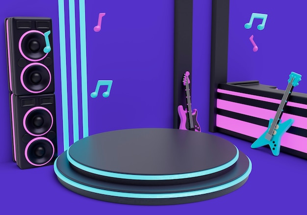 3D-Darstellung des Hintergrunds des Musikpodiums