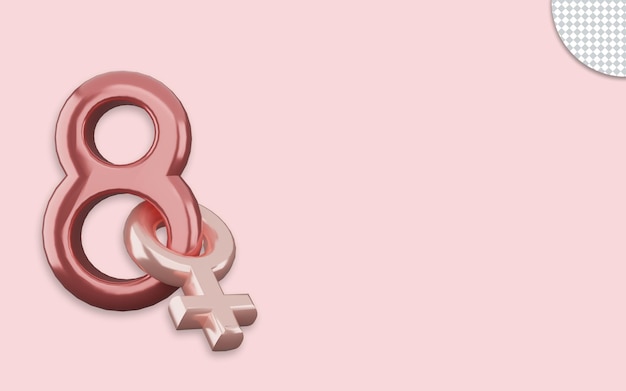 3D-Darstellung des internationalen Frauentages auf rosa Hintergrund