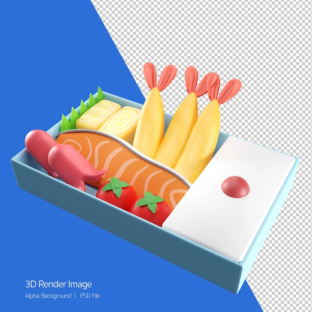 3d-darstellung des japanischen mittagessens bok bento food