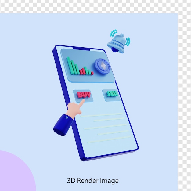 3D-Darstellung des Kaufs von Ethereum-Kryptomünzen mit einem Mobiltelefon