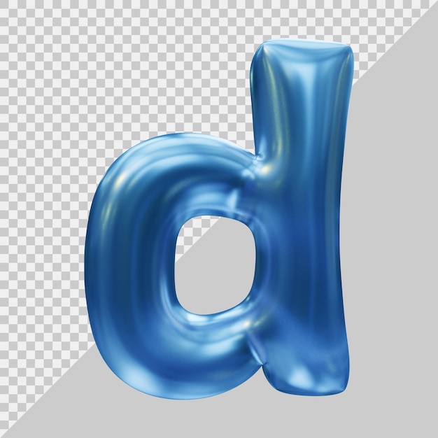 3D-Darstellung des kleinen Buchstaben d mit modernem Stil