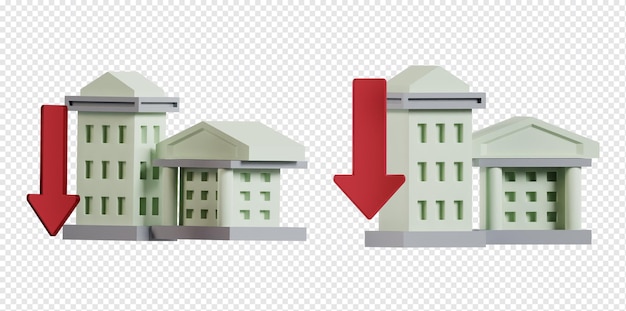 3d-darstellung des konzepts der globalen rezession