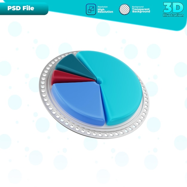 3D-Darstellung des Kreisdiagramm-Symbols