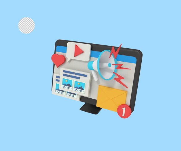 3D-Darstellung des Nachrichtenmarketings