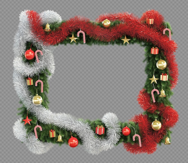 3D-Darstellung des quadratischen Rahmens des Weihnachtsbaums