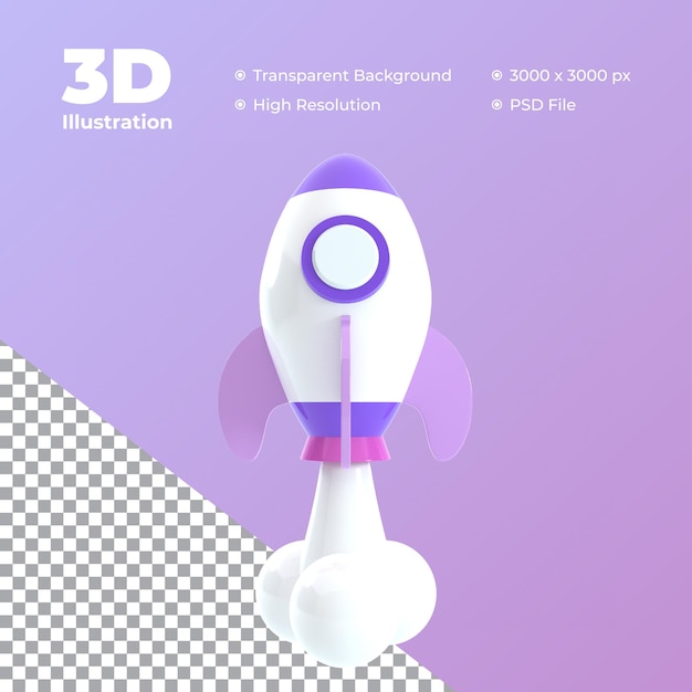 3D-Darstellung des Raketenstarts