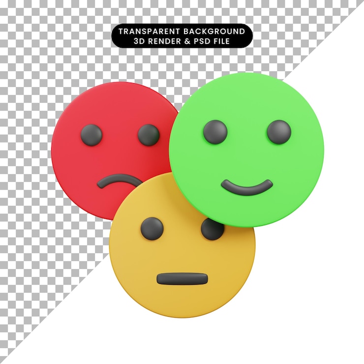 PSD 3d-darstellung des rating-feedback-gesichtssymbols 3d-rendering