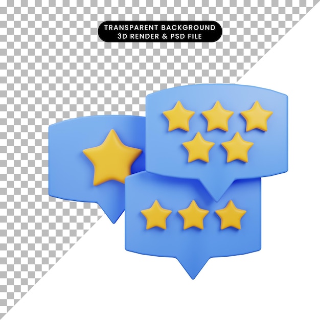 3d-darstellung des rating-feedback-sternsymbols 3d-rendering