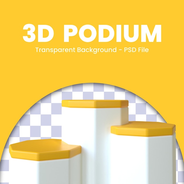 PSD 3d-darstellung des sechseckigen podiums