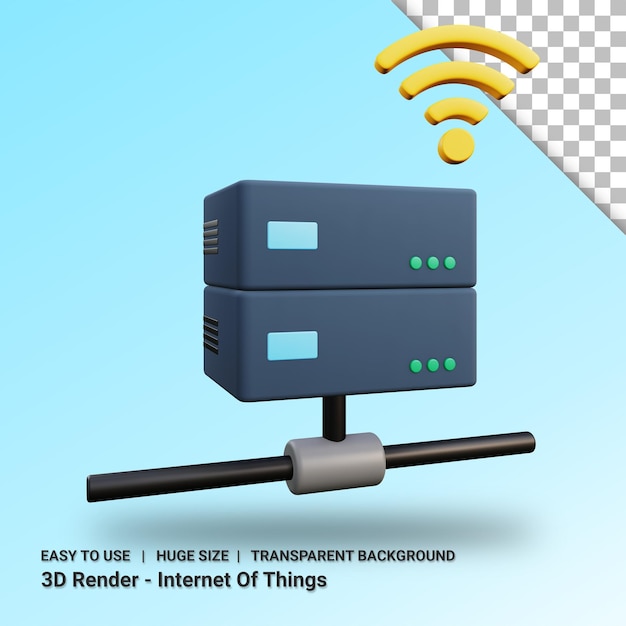 3d-darstellung des servers mit transparentem hintergrund