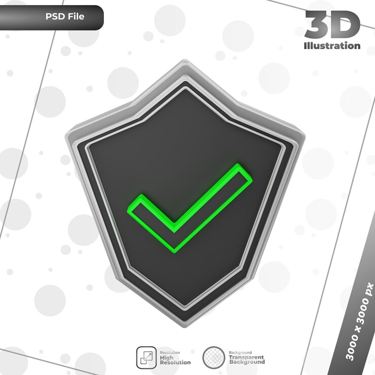 PSD 3d-darstellung des sicherheitsschutzes