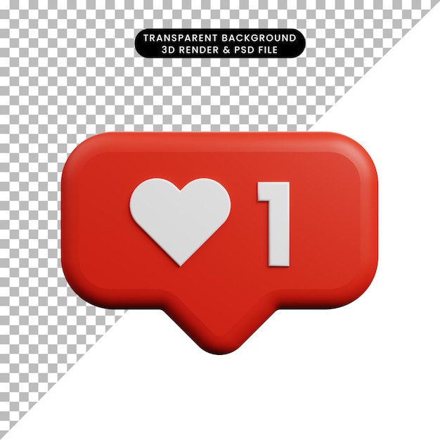 3D-Darstellung des Social Media-Benachrichtigungskonzeptsymbols wie