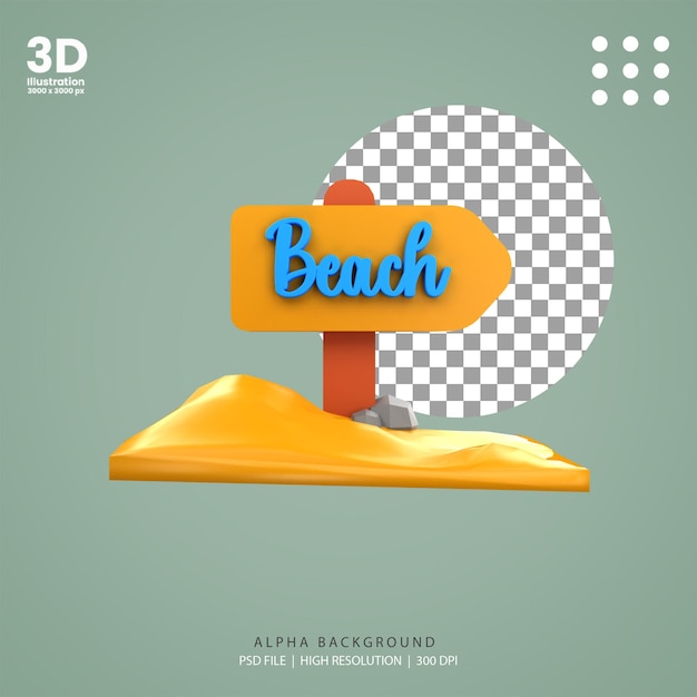 3d-darstellung des strandzeichens